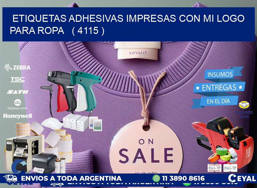 ETIQUETAS ADHESIVAS IMPRESAS CON MI LOGO PARA ROPA   ( 4115 )