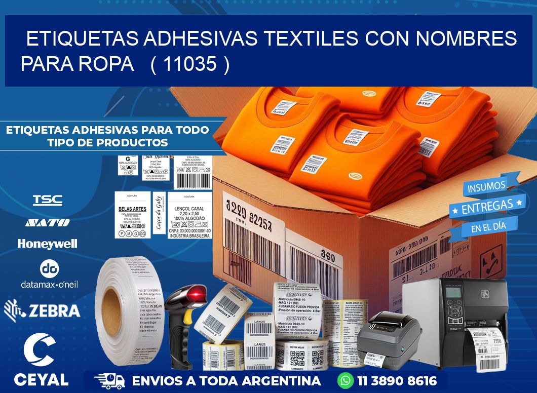 ETIQUETAS ADHESIVAS TEXTILES CON NOMBRES PARA ROPA   ( 11035 )