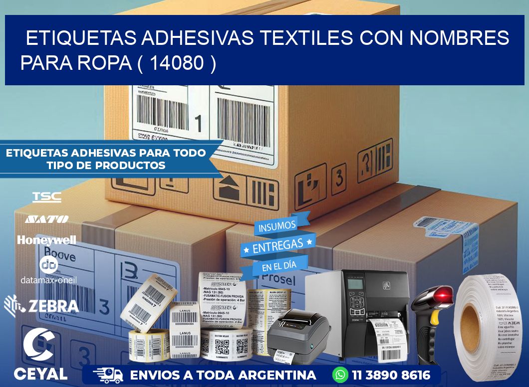 ETIQUETAS ADHESIVAS TEXTILES CON NOMBRES PARA ROPA ( 14080 )