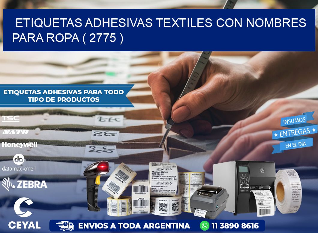 ETIQUETAS ADHESIVAS TEXTILES CON NOMBRES PARA ROPA ( 2775 )