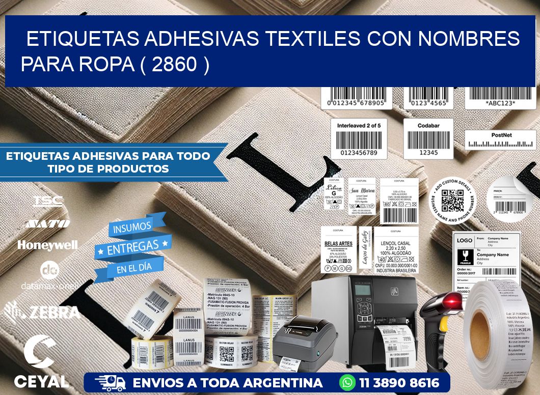 ETIQUETAS ADHESIVAS TEXTILES CON NOMBRES PARA ROPA ( 2860 )