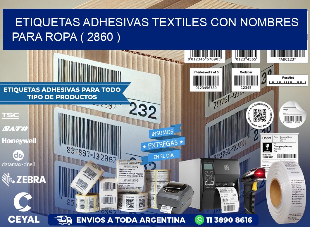 ETIQUETAS ADHESIVAS TEXTILES CON NOMBRES PARA ROPA ( 2860 )