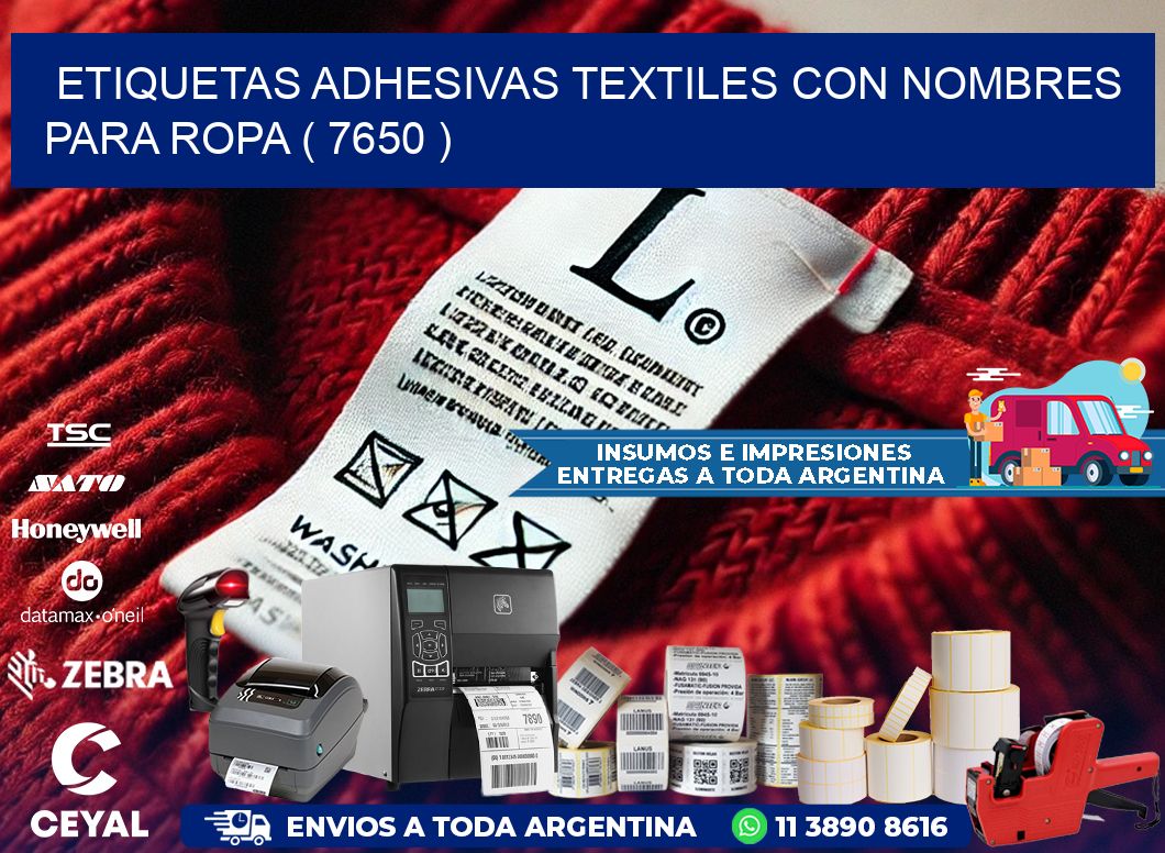 ETIQUETAS ADHESIVAS TEXTILES CON NOMBRES PARA ROPA ( 7650 )