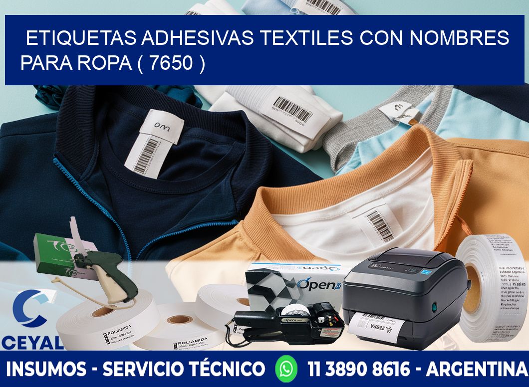 ETIQUETAS ADHESIVAS TEXTILES CON NOMBRES PARA ROPA ( 7650 )