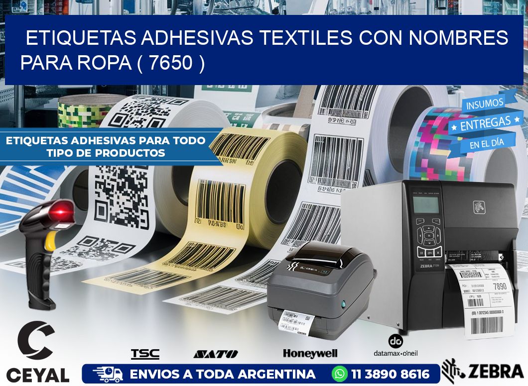 ETIQUETAS ADHESIVAS TEXTILES CON NOMBRES PARA ROPA ( 7650 )