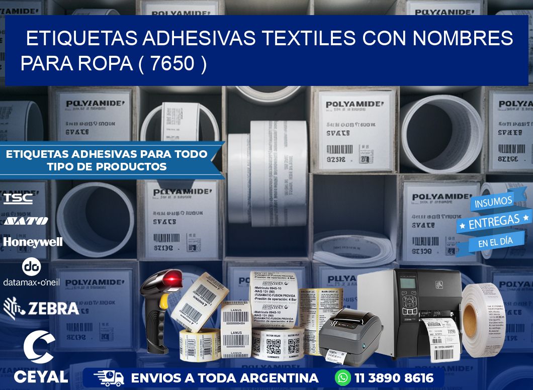 ETIQUETAS ADHESIVAS TEXTILES CON NOMBRES PARA ROPA ( 7650 )