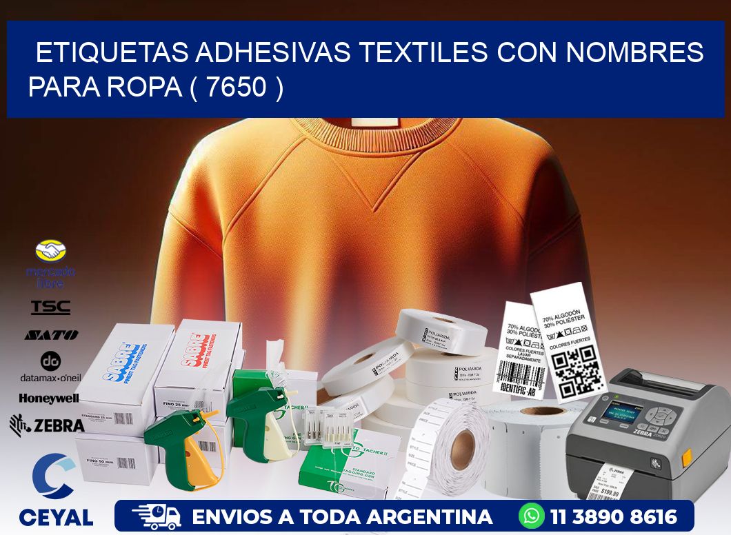 ETIQUETAS ADHESIVAS TEXTILES CON NOMBRES PARA ROPA ( 7650 )