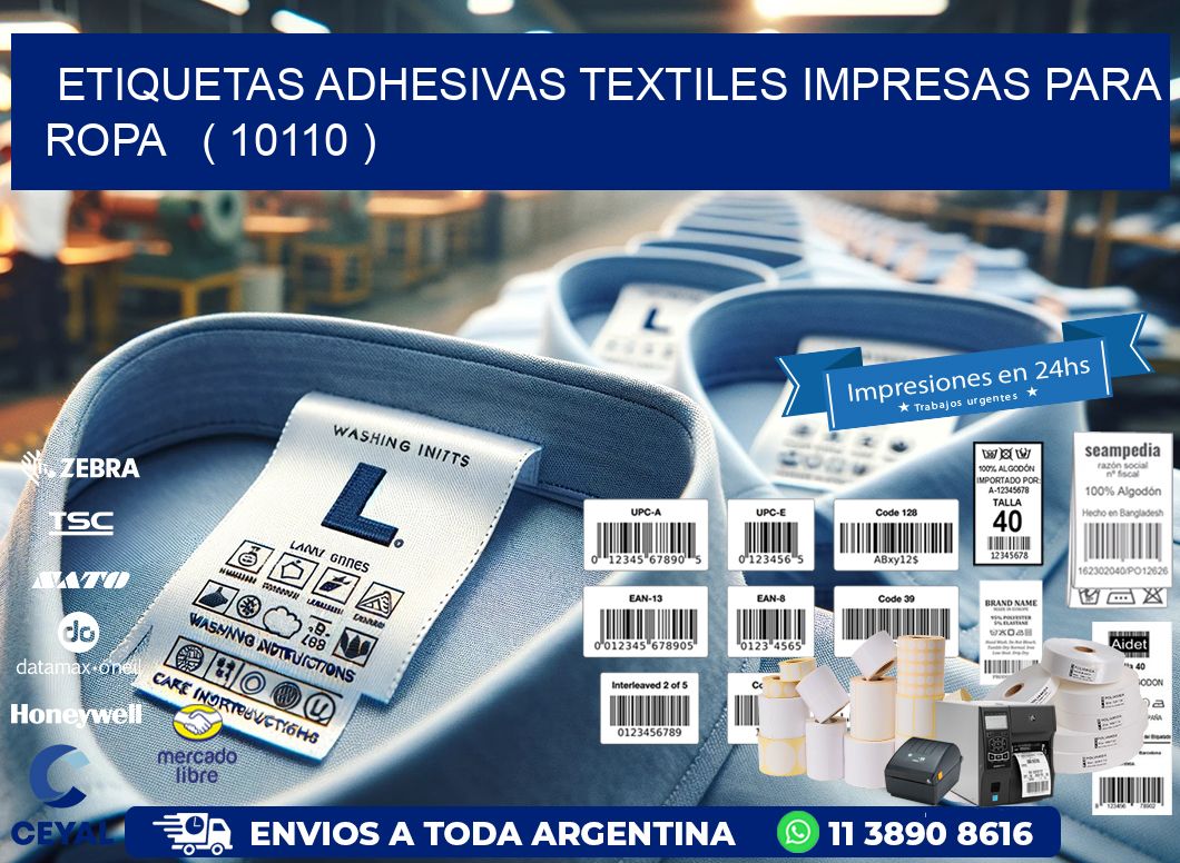 ETIQUETAS ADHESIVAS TEXTILES IMPRESAS PARA ROPA   ( 10110 )