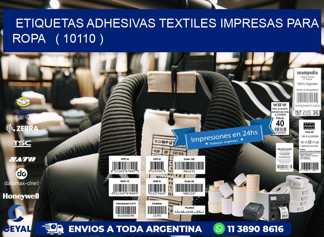 ETIQUETAS ADHESIVAS TEXTILES IMPRESAS PARA ROPA   ( 10110 )