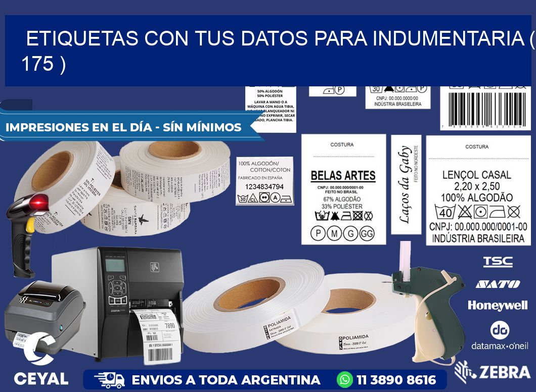 ETIQUETAS CON TUS DATOS PARA INDUMENTARIA ( 175 )