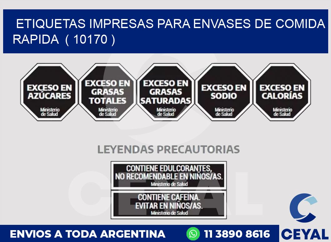 ETIQUETAS IMPRESAS PARA ENVASES DE COMIDA RAPIDA  ( 10170 )