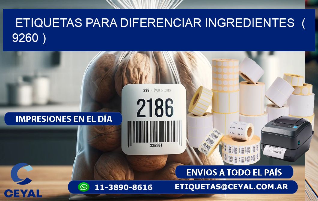 ETIQUETAS PARA DIFERENCIAR INGREDIENTES  ( 9260 )