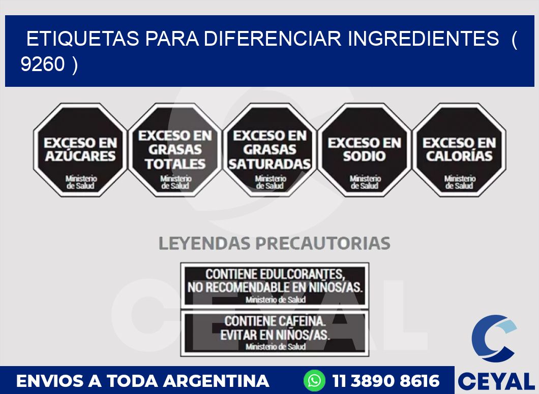 ETIQUETAS PARA DIFERENCIAR INGREDIENTES  ( 9260 )