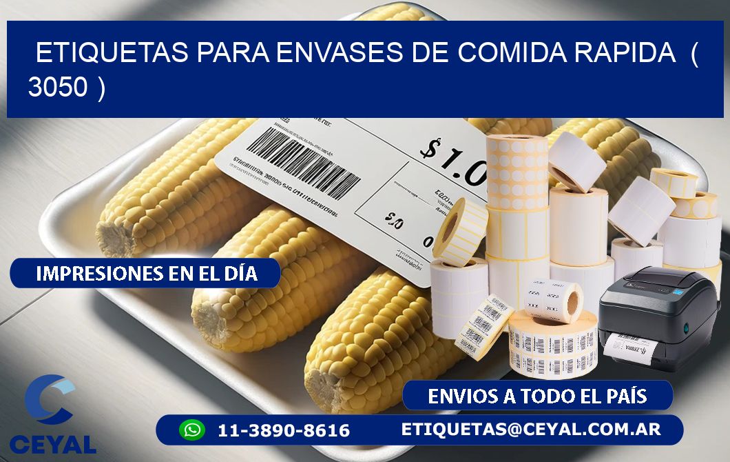 ETIQUETAS PARA ENVASES DE COMIDA RAPIDA  ( 3050 )