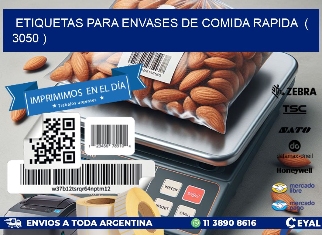 ETIQUETAS PARA ENVASES DE COMIDA RAPIDA  ( 3050 )