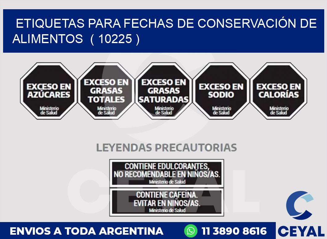 ETIQUETAS PARA FECHAS DE CONSERVACIÓN DE ALIMENTOS  ( 10225 )