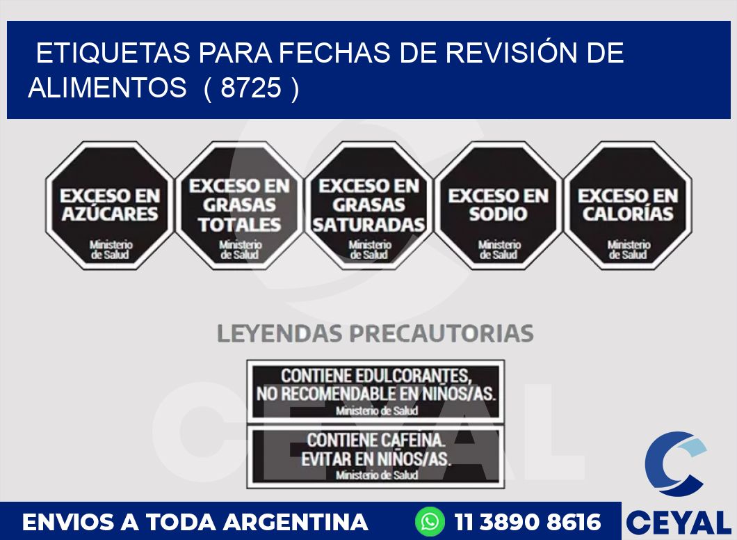 ETIQUETAS PARA FECHAS DE REVISIÓN DE ALIMENTOS  ( 8725 )