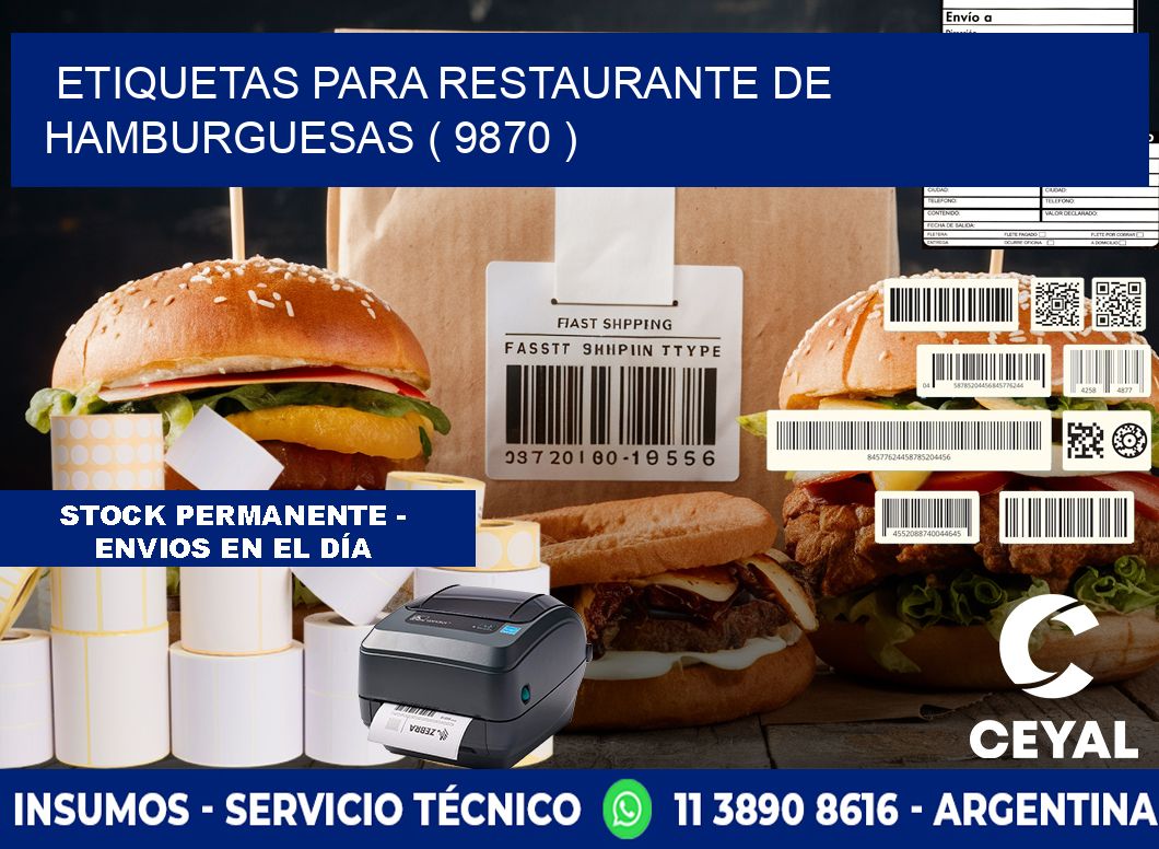 ETIQUETAS PARA RESTAURANTE DE HAMBURGUESAS ( 9870 )