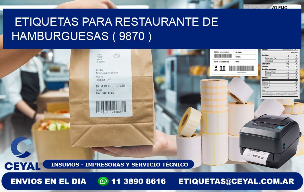 ETIQUETAS PARA RESTAURANTE DE HAMBURGUESAS ( 9870 )