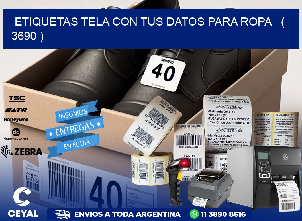 ETIQUETAS TELA CON TUS DATOS PARA ROPA   ( 3690 )