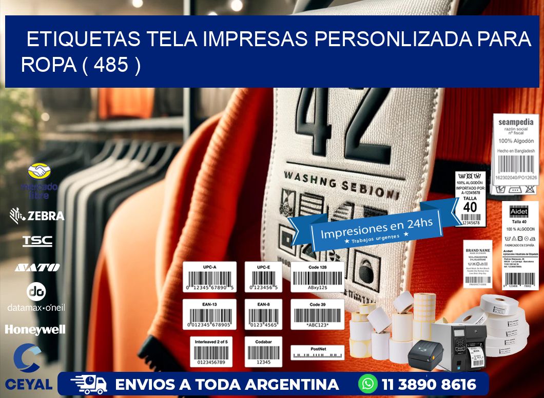 ETIQUETAS TELA IMPRESAS PERSONLIZADA PARA ROPA ( 485 )