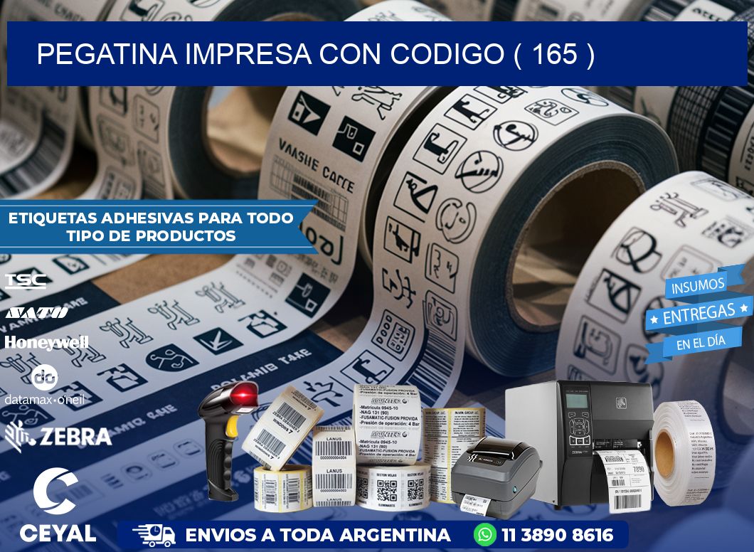 PEGATINA IMPRESA CON CODIGO ( 165 )