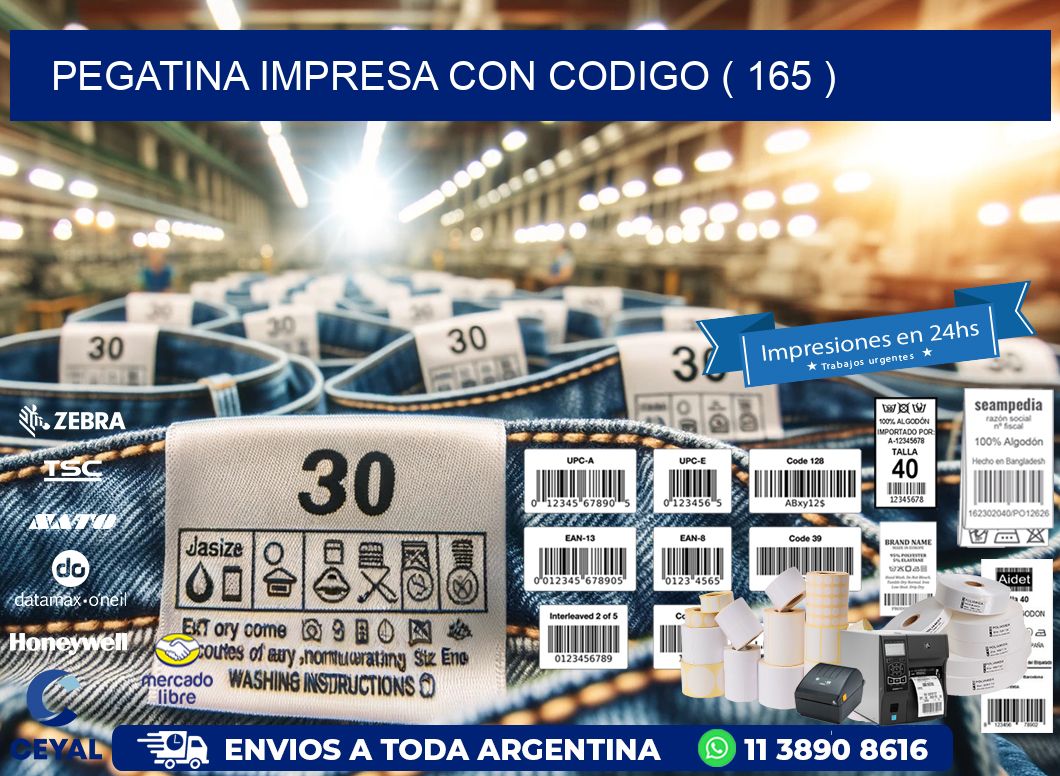 PEGATINA IMPRESA CON CODIGO ( 165 )