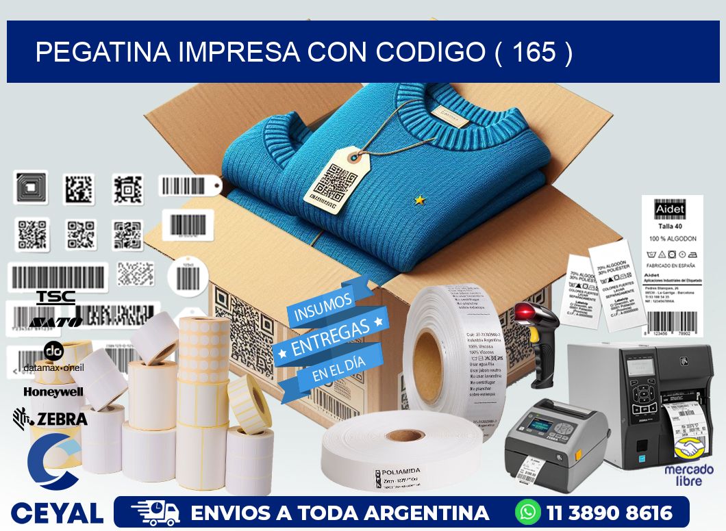 PEGATINA IMPRESA CON CODIGO ( 165 )