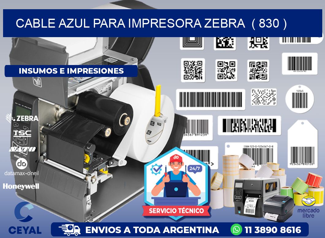 cable azul para impresora zebra  ( 830 )