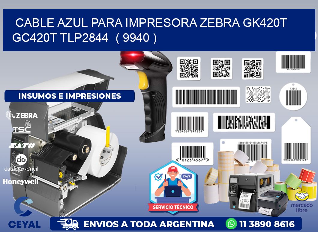 cable azul para impresora zebra GK420T GC420T TLP2844  ( 9940 )