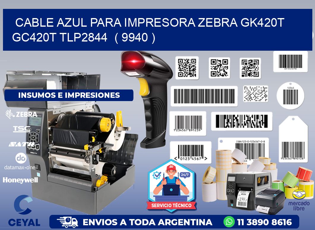 cable azul para impresora zebra GK420T GC420T TLP2844  ( 9940 )