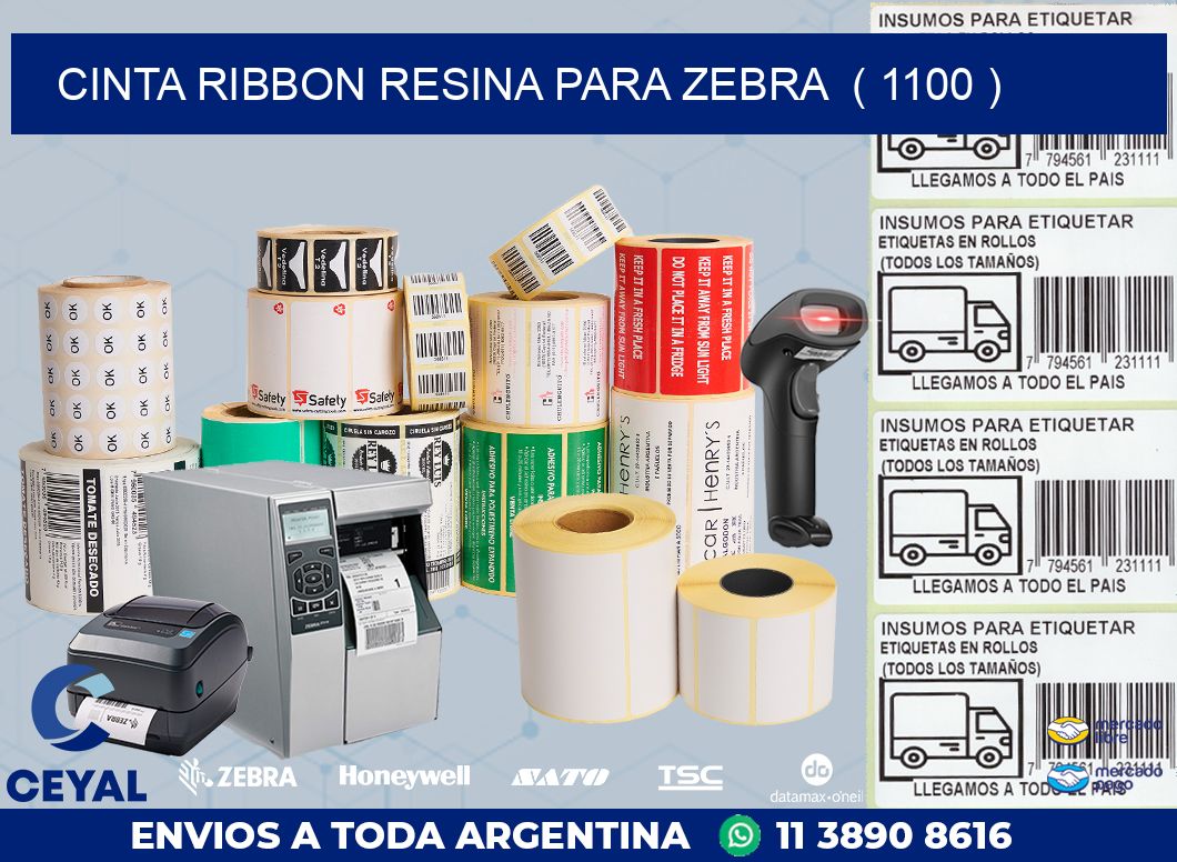 CINTA RIBBON RESINA PARA ZEBRA  ( 1100 )