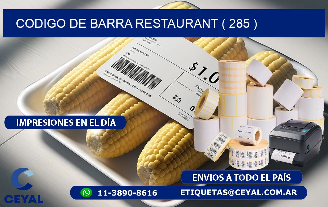 CODIGO DE BARRA RESTAURANT ( 285 )