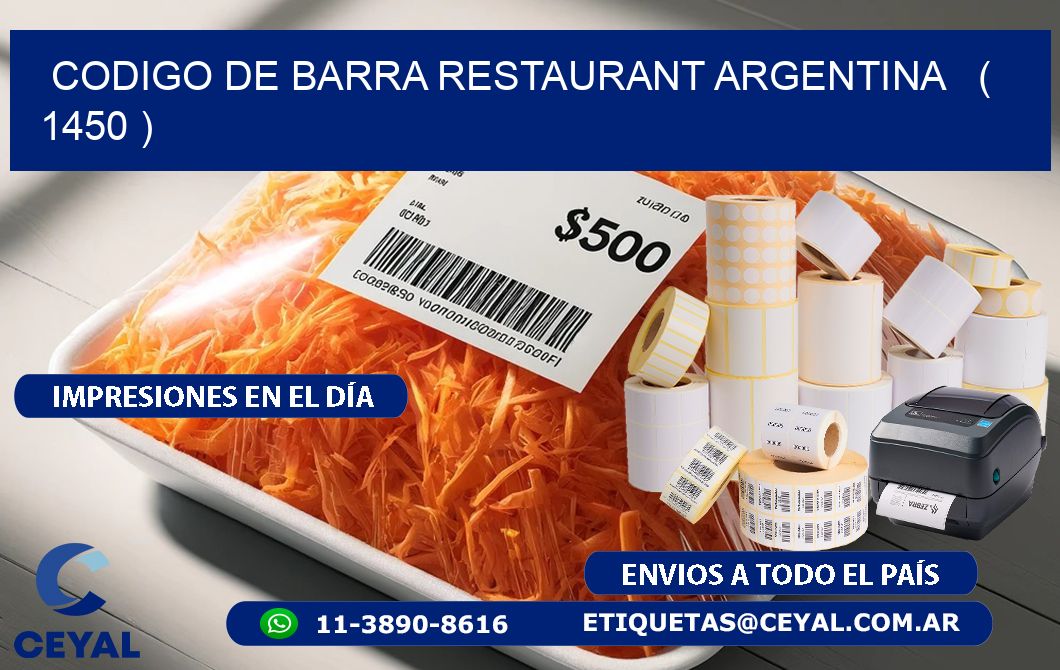 CODIGO DE BARRA RESTAURANT ARGENTINA   ( 1450 )