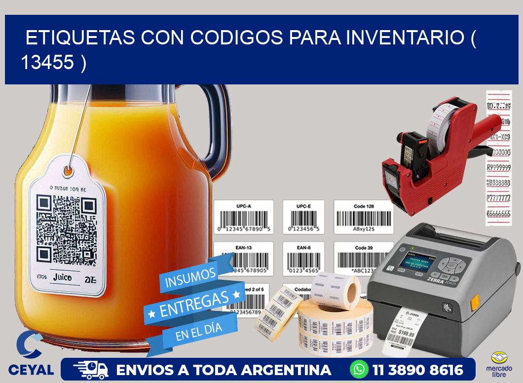 ETIQUETAS CON CODIGOS PARA INVENTARIO ( 13455 )