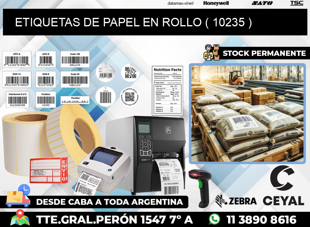 ETIQUETAS DE PAPEL EN ROLLO ( 10235 )