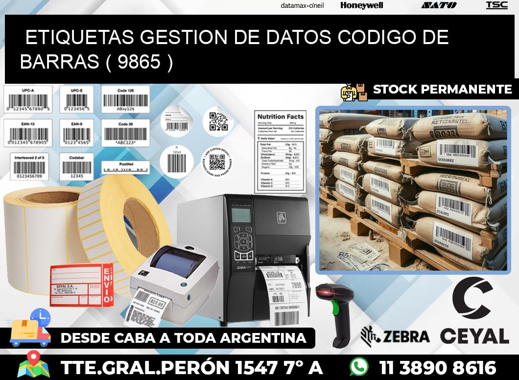 ETIQUETAS GESTION DE DATOS CODIGO DE BARRAS ( 9865 )