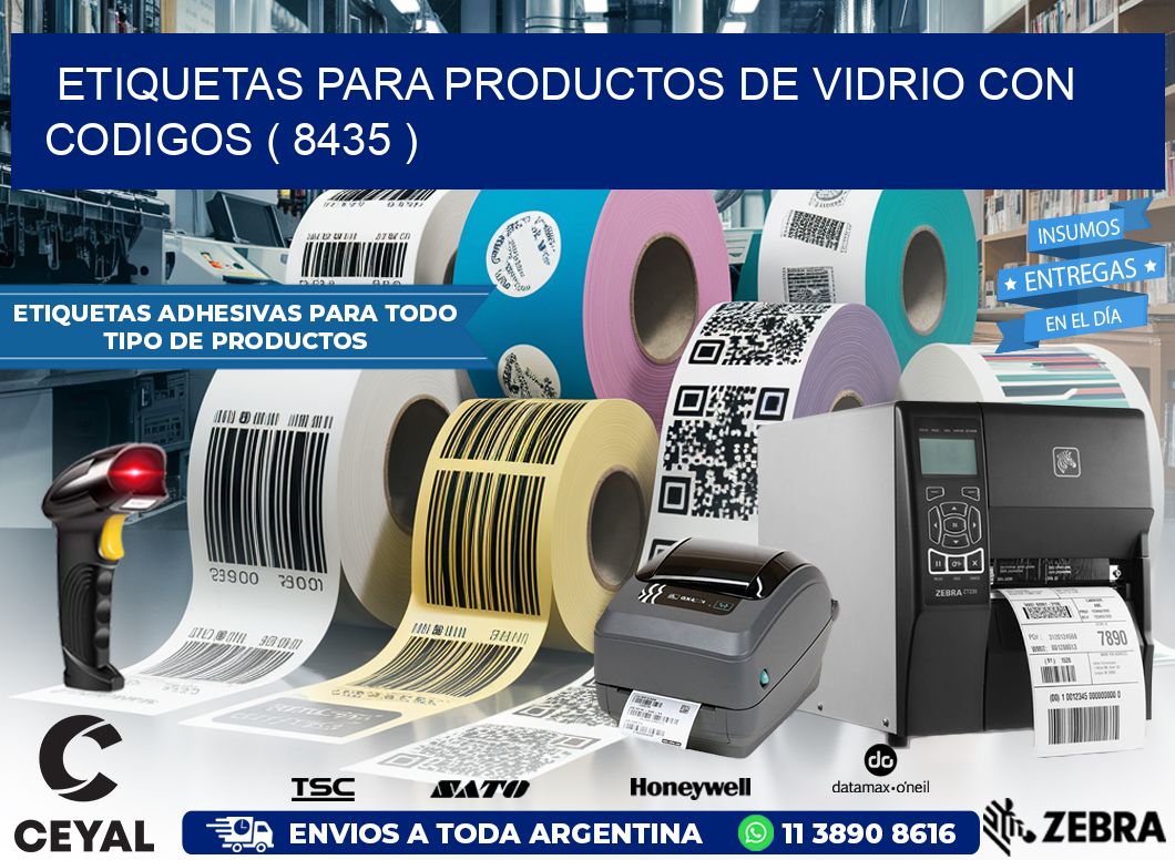 ETIQUETAS PARA PRODUCTOS DE VIDRIO CON CODIGOS ( 8435 )