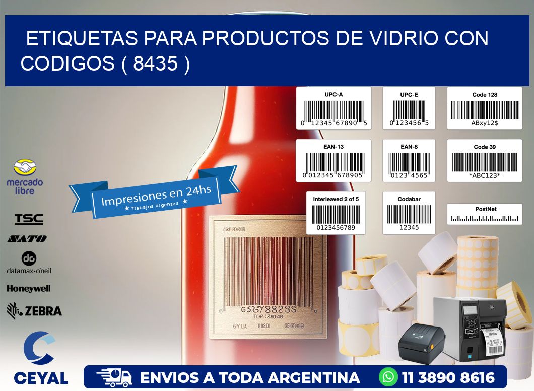 ETIQUETAS PARA PRODUCTOS DE VIDRIO CON CODIGOS ( 8435 )