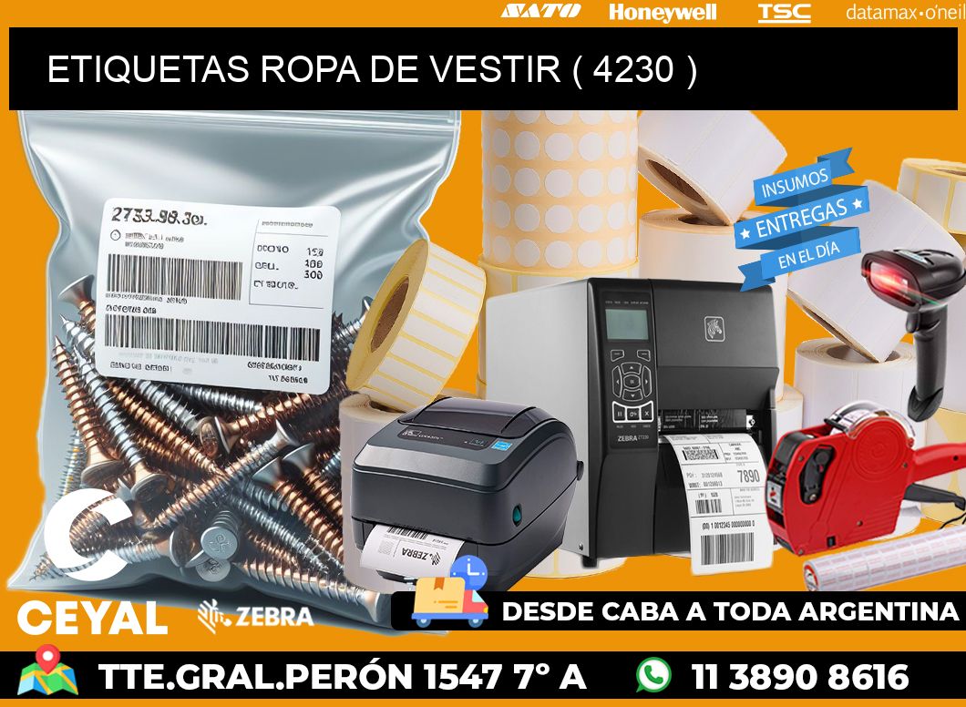 ETIQUETAS ROPA DE VESTIR ( 4230 )