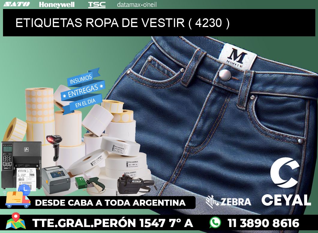 ETIQUETAS ROPA DE VESTIR ( 4230 )