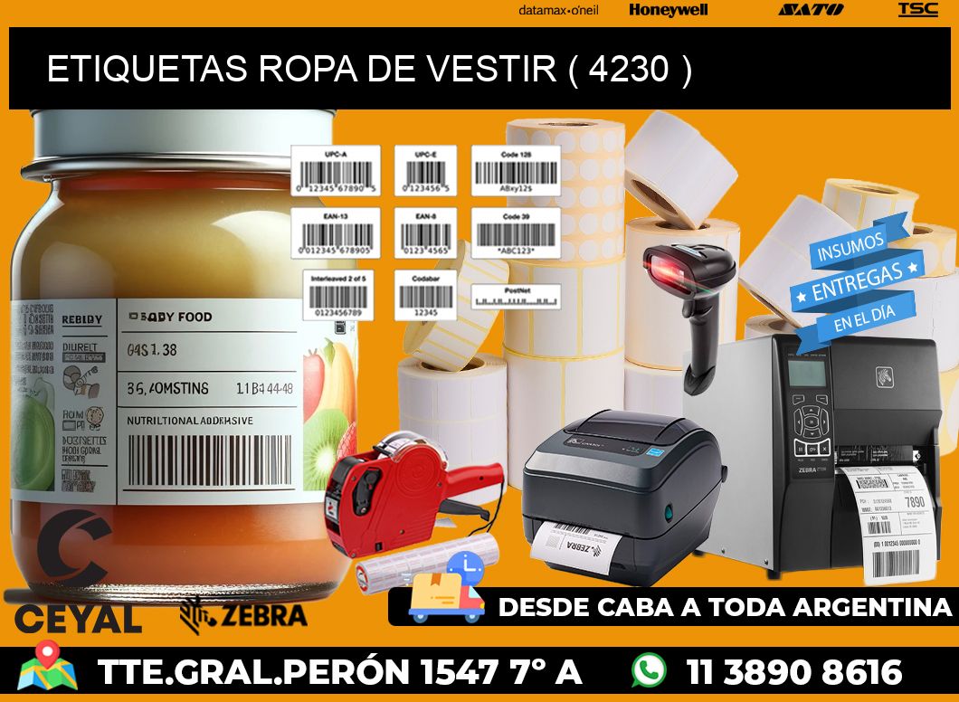 ETIQUETAS ROPA DE VESTIR ( 4230 )