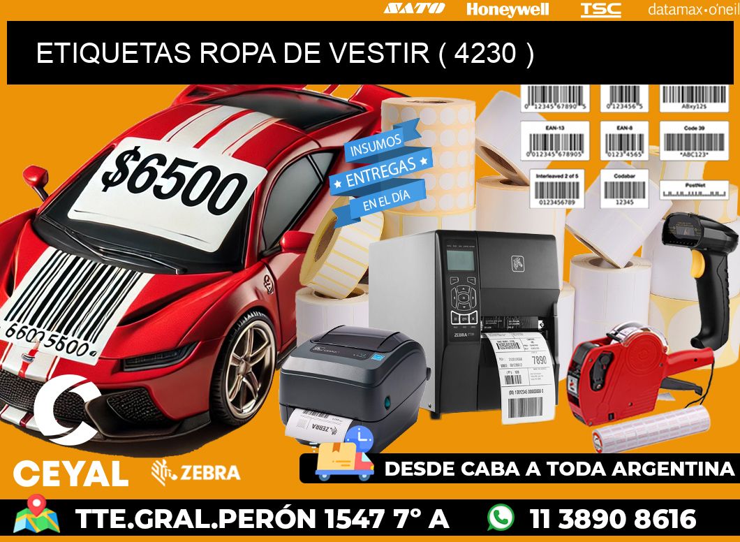 ETIQUETAS ROPA DE VESTIR ( 4230 )