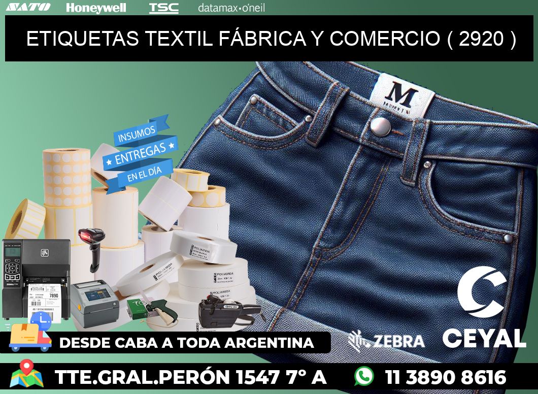 ETIQUETAS TEXTIL FÁBRICA Y COMERCIO ( 2920 )