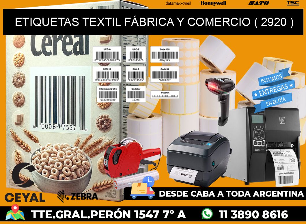 ETIQUETAS TEXTIL FÁBRICA Y COMERCIO ( 2920 )