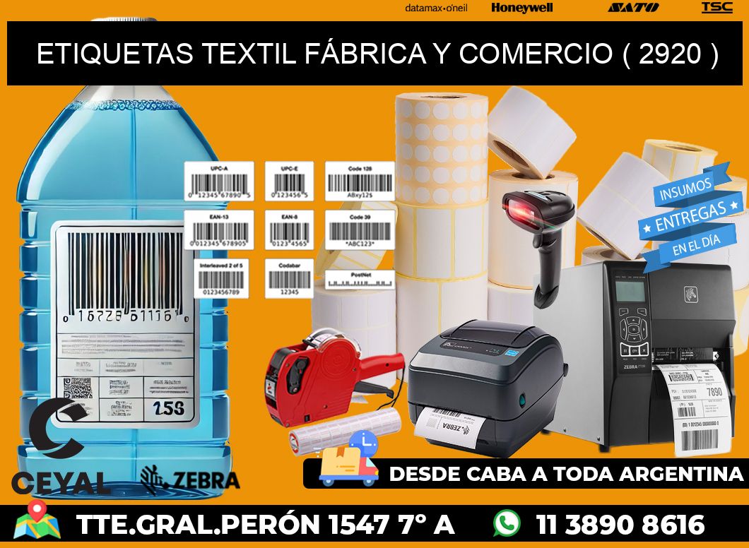 ETIQUETAS TEXTIL FÁBRICA Y COMERCIO ( 2920 )