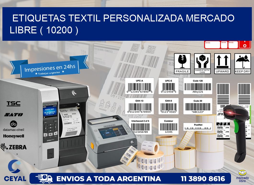 ETIQUETAS TEXTIL PERSONALIZADA MERCADO LIBRE ( 10200 )