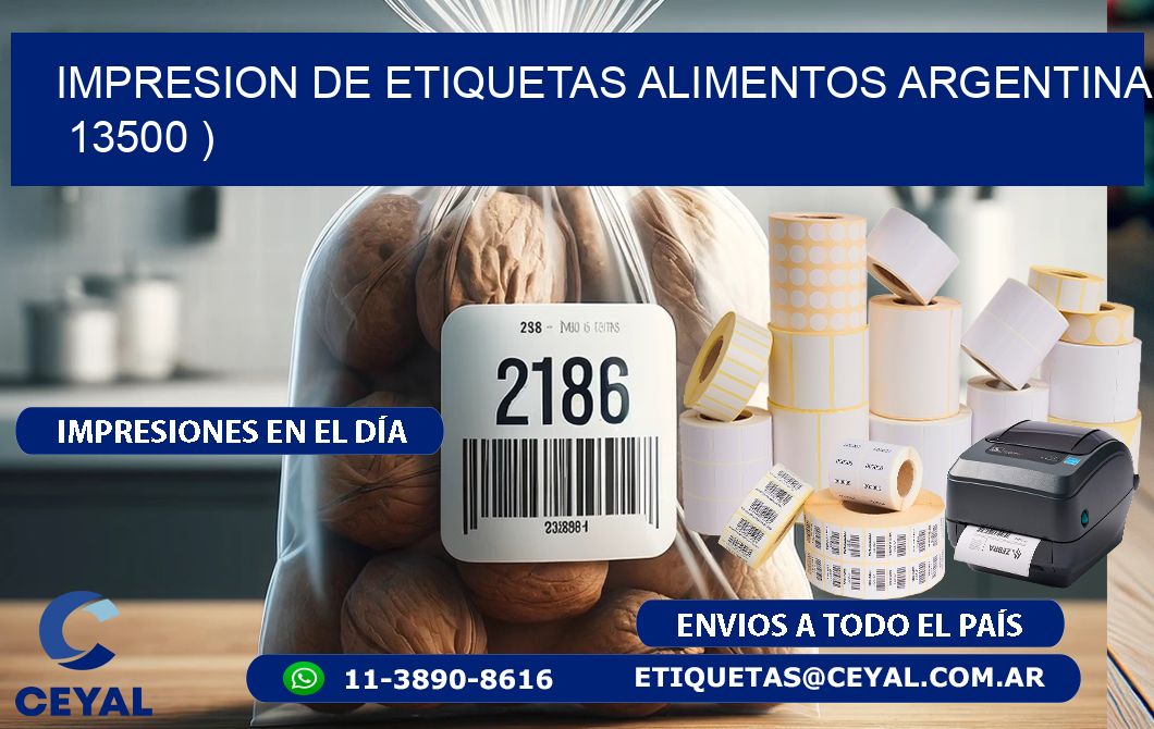 IMPRESION DE ETIQUETAS ALIMENTOS ARGENTINA   13500 )