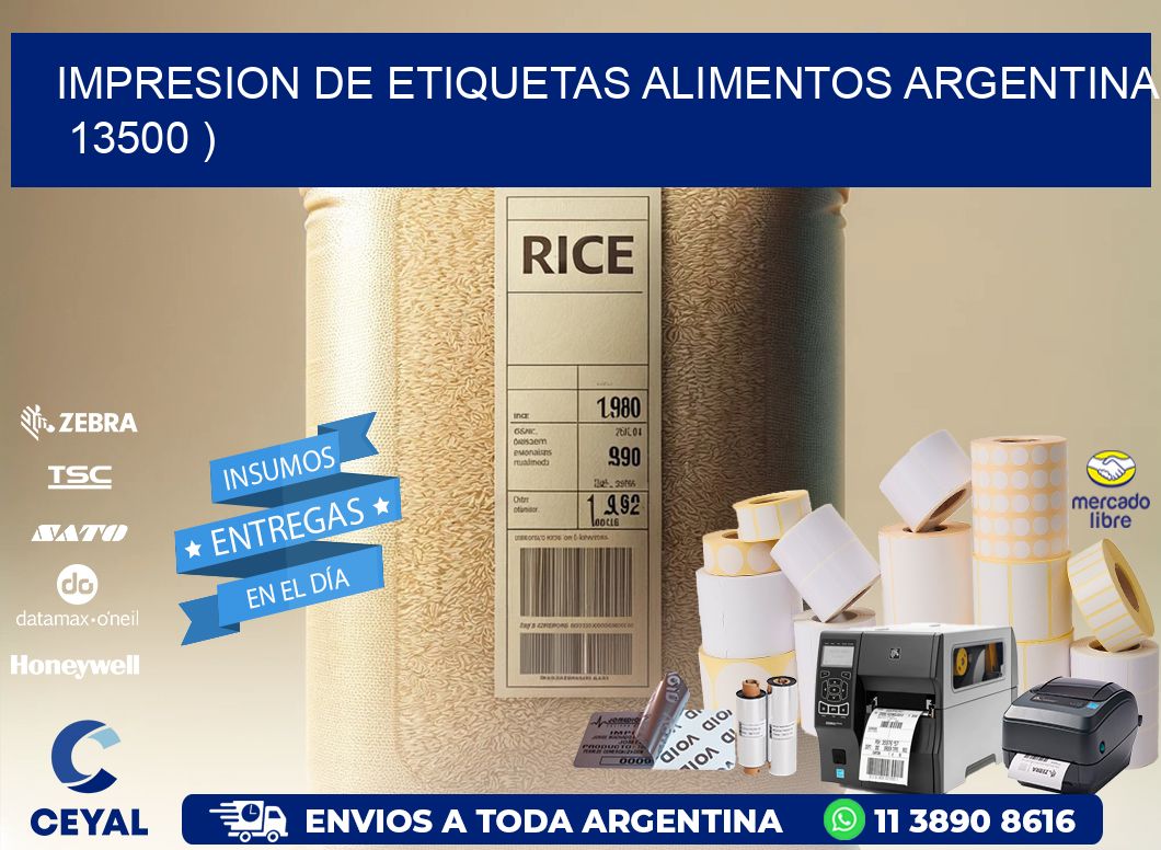 IMPRESION DE ETIQUETAS ALIMENTOS ARGENTINA   13500 )