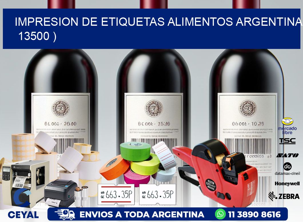 IMPRESION DE ETIQUETAS ALIMENTOS ARGENTINA   13500 )